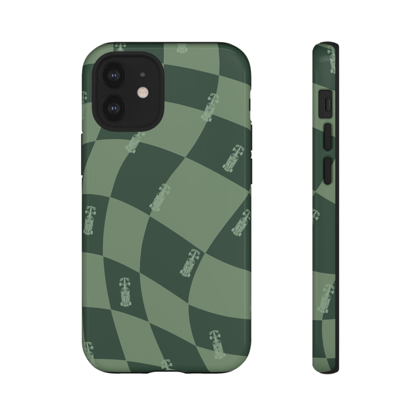 F1 Phone Case Green Checkerboard Design, Trendy F1 Gift, Formula 1 Gift, Cute F1 Phone Case, Unique Formula One Phone Case