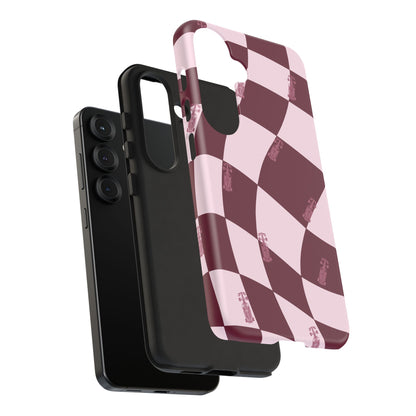 F1 Phone Case Pink Checkered Design, Trendy F1 Gift, Formula 1 Gift, Cute F1 Phone Case, Unique Formula One Phone Case