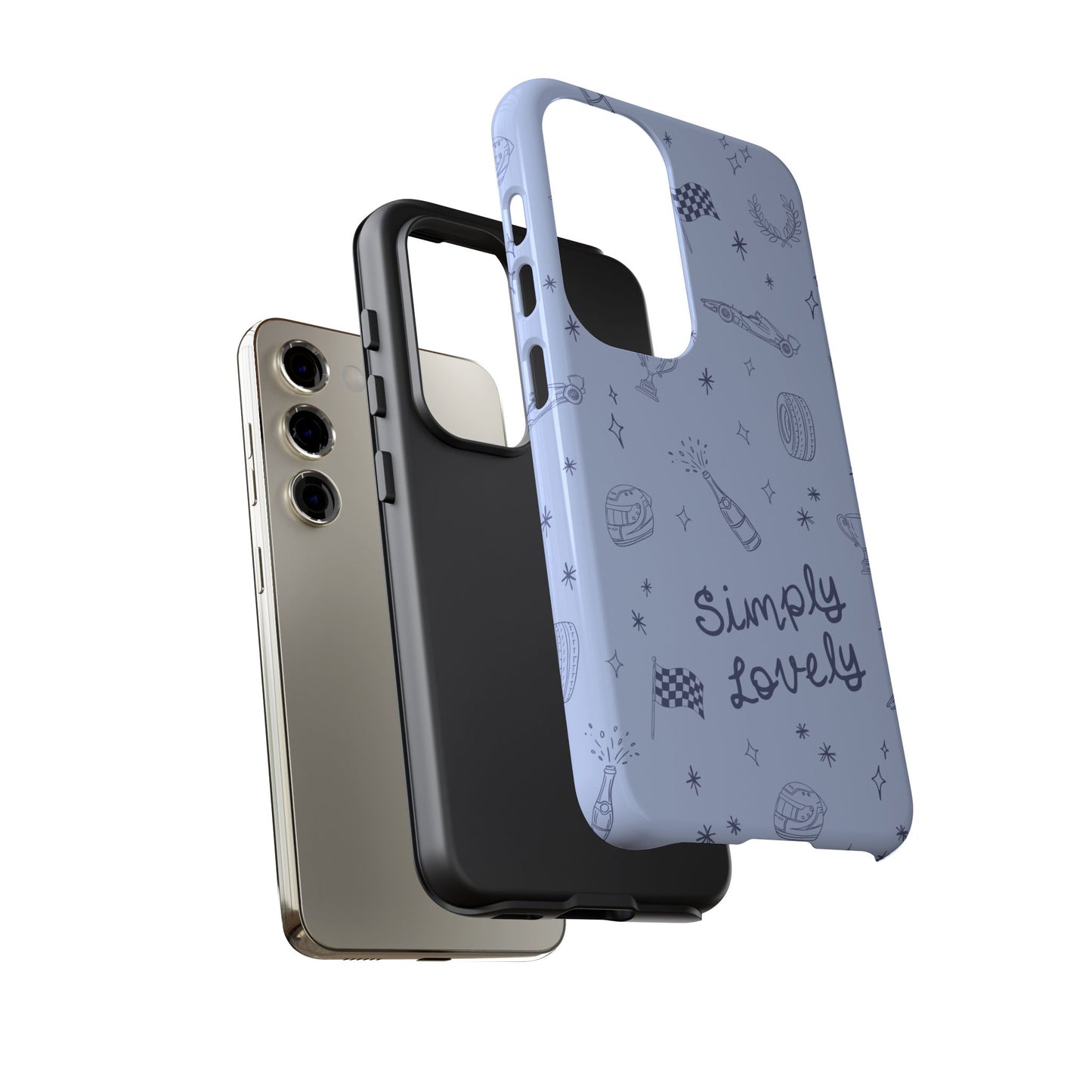 Blue Doodle "Simply Lovely" F1 Phone Case Design