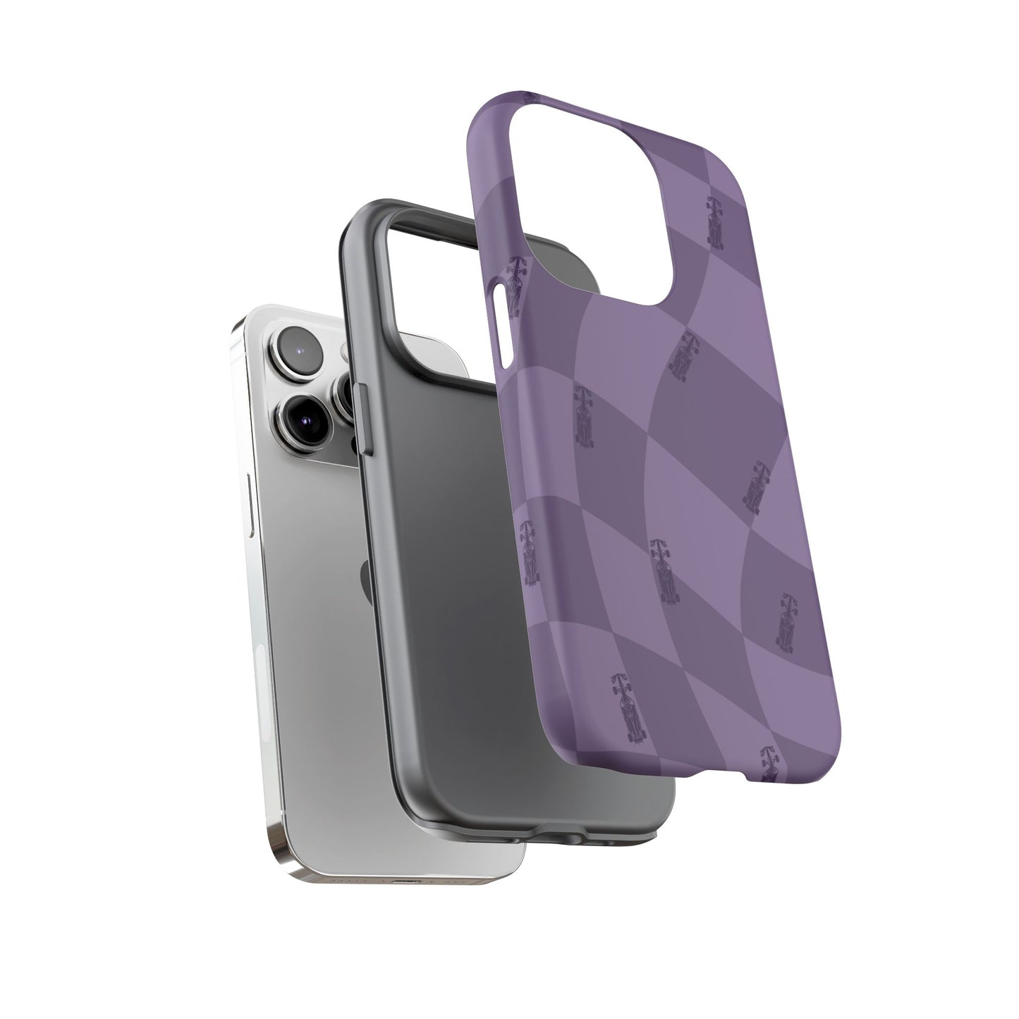 F1 Phone Case Purple Checkered Design, Trendy F1 Gift, Formula 1 Gift, Cute F1 Phone Case, Unique Formula One Phone Case