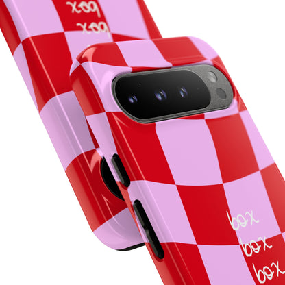 Pink and Red Checkered F1 Phone Case, Box Box Box F1 Phone Case