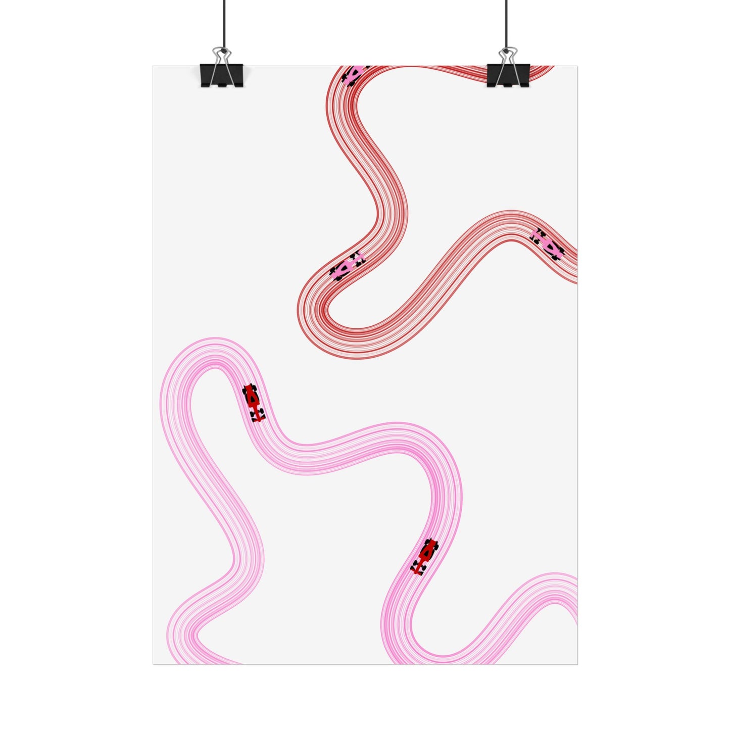 Pink and Red F1 Abstract Art Poster | Minimalist F1 Art - EU Sizing (Physical Print)