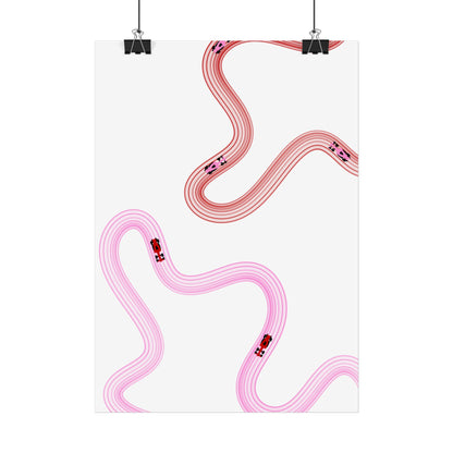 Pink and Red F1 Abstract Art Poster | Minimalist F1 Art - EU Sizing (Physical Print)