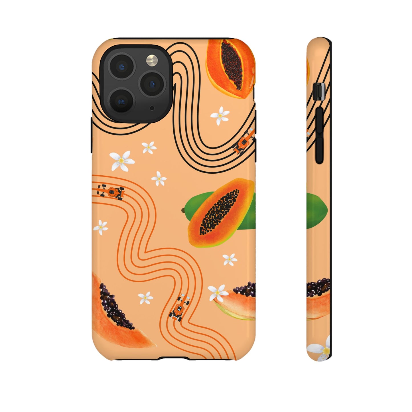 Orange F1 McLaren and Papaya Phone Case, Trendy F1 Gift, Formula 1 Gift, Cute Fruit F1 Phone Case, Unique Phone Case