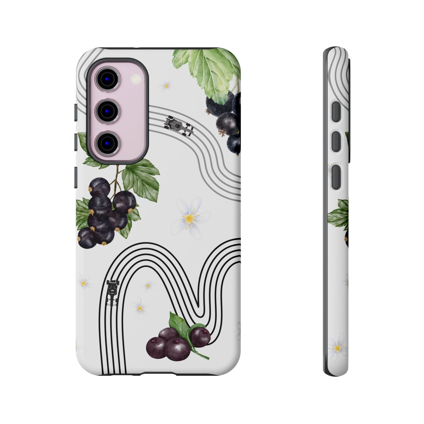 F1 Cadillac and Black Currants Phone Case, Trendy F1 Gift, Formula 1 Gift, Cute Fruit F1 Phone Case, Unique Phone Case