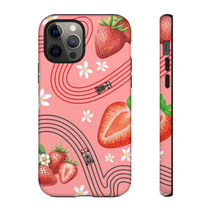 Red F1 Audi and Strawberries Phone Case, Trendy F1 Gift, Formula 1 Gift, Cute Fruit F1 Phone Case, Unique Phone Case