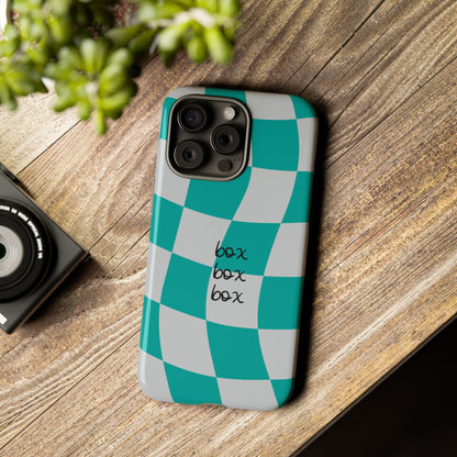 Mercedes Teal and Grey Checkered F1 Phone Case, Box Box Box F1 Phone Case