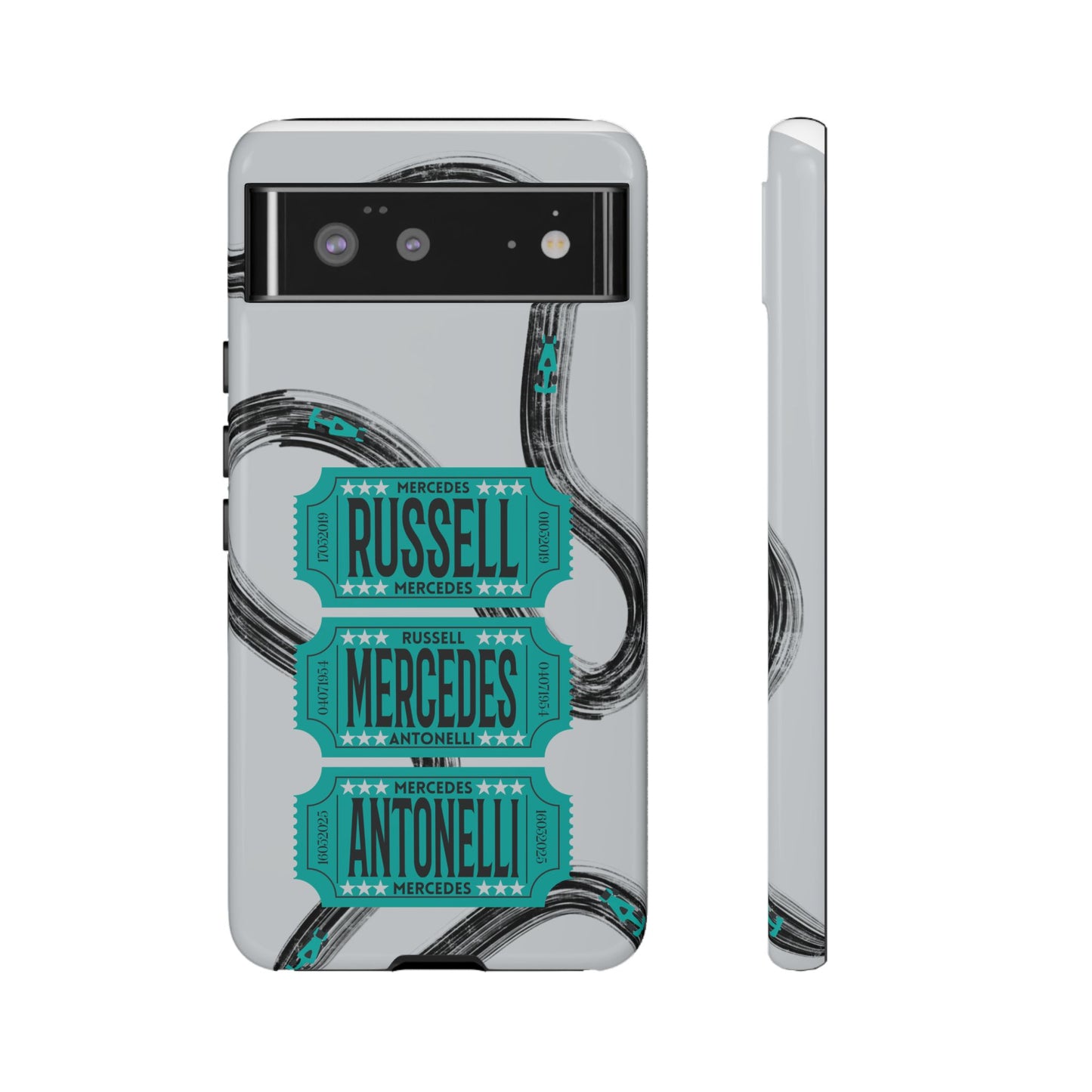 Mercedes F1 Phone Case Painted Ticket Stubs, Trendy F1 Gift, Formula 1 Gift, Cute F1 Phone Case