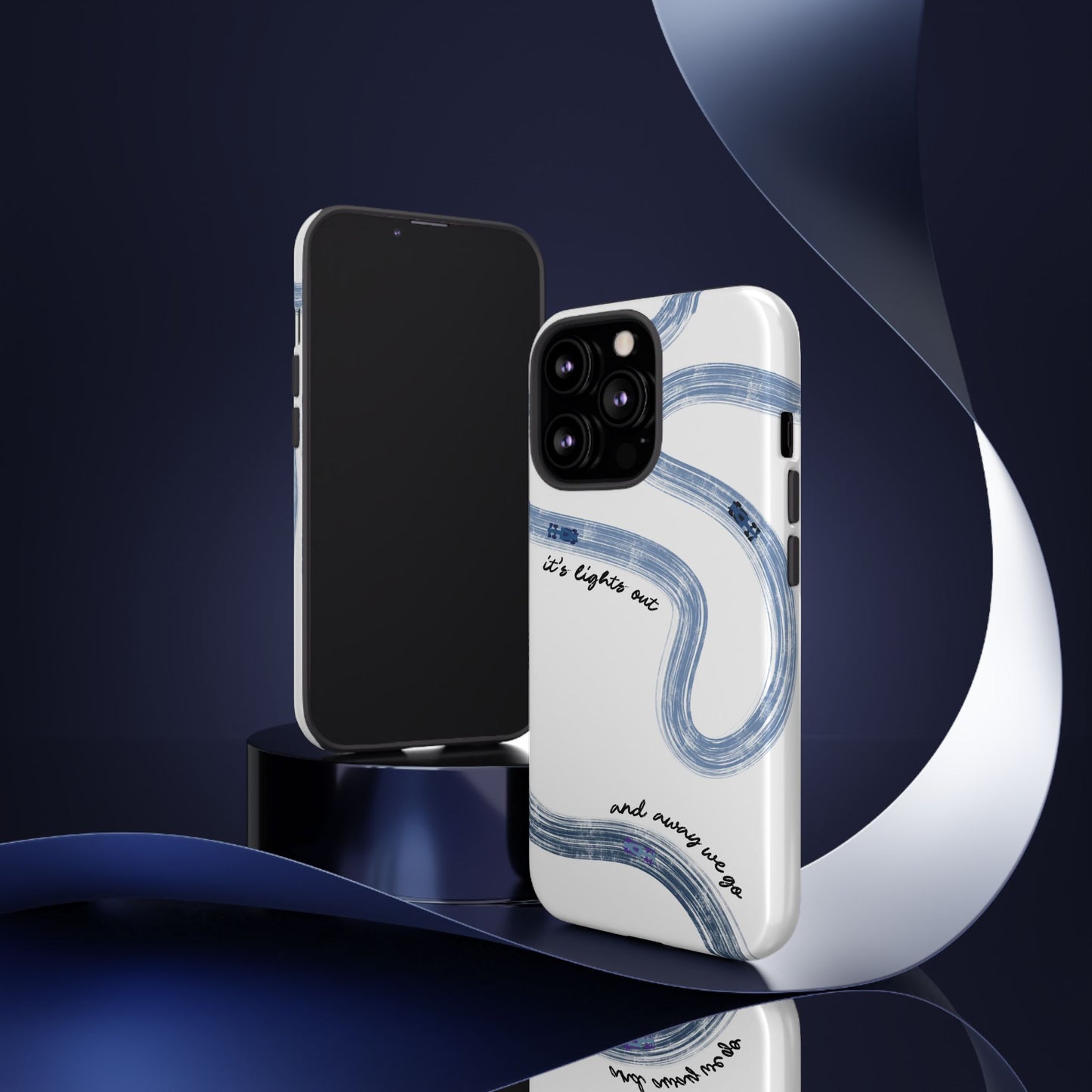 F1 Phone Case Blue Painted "its lights out and away we go", Trendy F1 Gift, Formula 1 Gift, Cute F1 Phone Case, Gift for F1 Fans