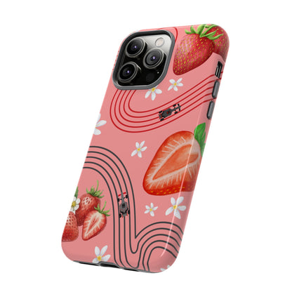 Red F1 Audi and Strawberries Phone Case, Trendy F1 Gift, Formula 1 Gift, Cute Fruit F1 Phone Case, Unique Phone Case