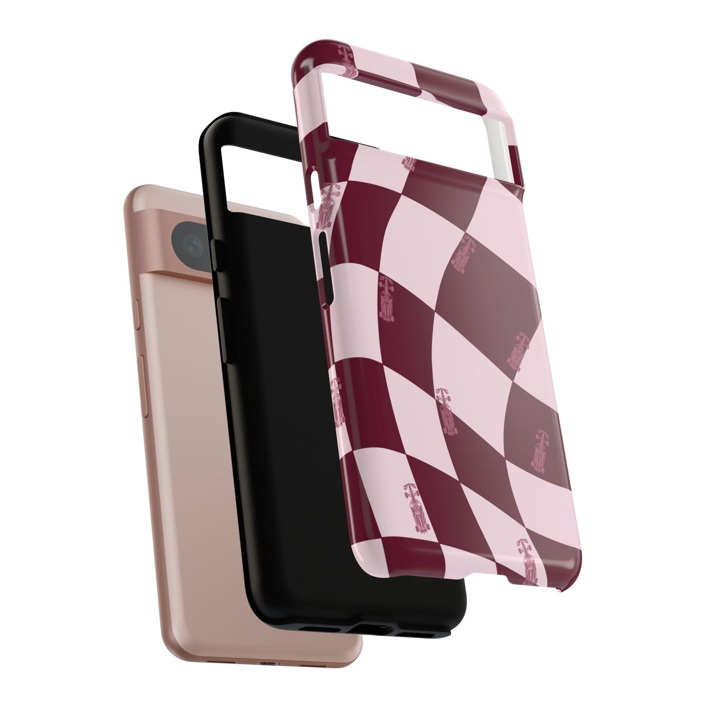 F1 Phone Case Pink Checkered Design, Trendy F1 Gift, Formula 1 Gift, Cute F1 Phone Case, Unique Formula One Phone Case