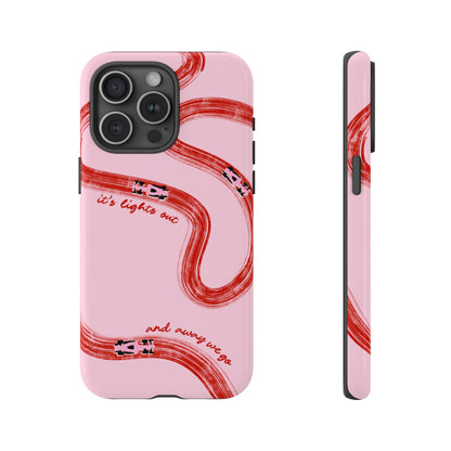 F1 Phone Case Pink and Red Painted "its lights out and away we go", Trendy F1 Gift, Formula 1 Gift, Cute F1 Phone Case, Unique Phone Case