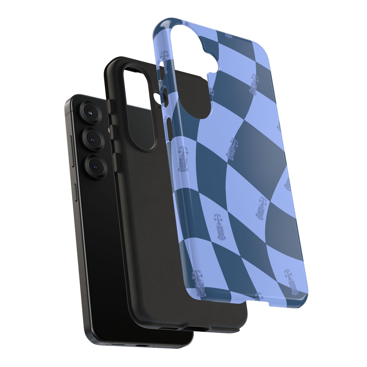 F1 Phone Case Blue Checkerboard Design, Trendy F1 Gift, Formula 1 Gift, Cute F1 Phone Case, Unique Formula One Phone Case