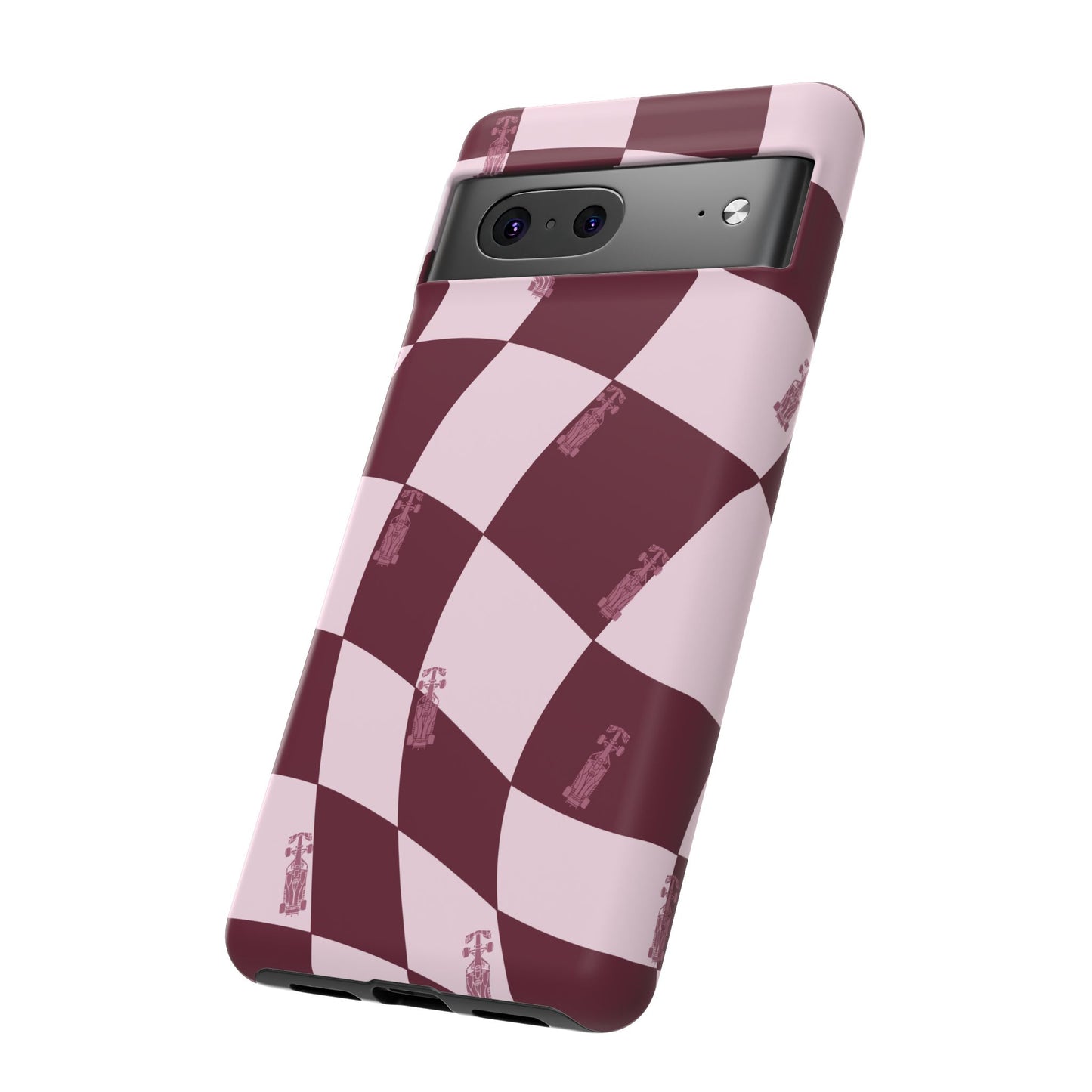 F1 Phone Case Pink Checkered Design, Trendy F1 Gift, Formula 1 Gift, Cute F1 Phone Case, Unique Formula One Phone Case