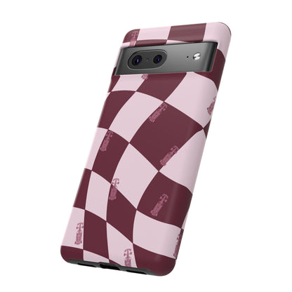 F1 Phone Case Pink Checkered Design, Trendy F1 Gift, Formula 1 Gift, Cute F1 Phone Case, Unique Formula One Phone Case