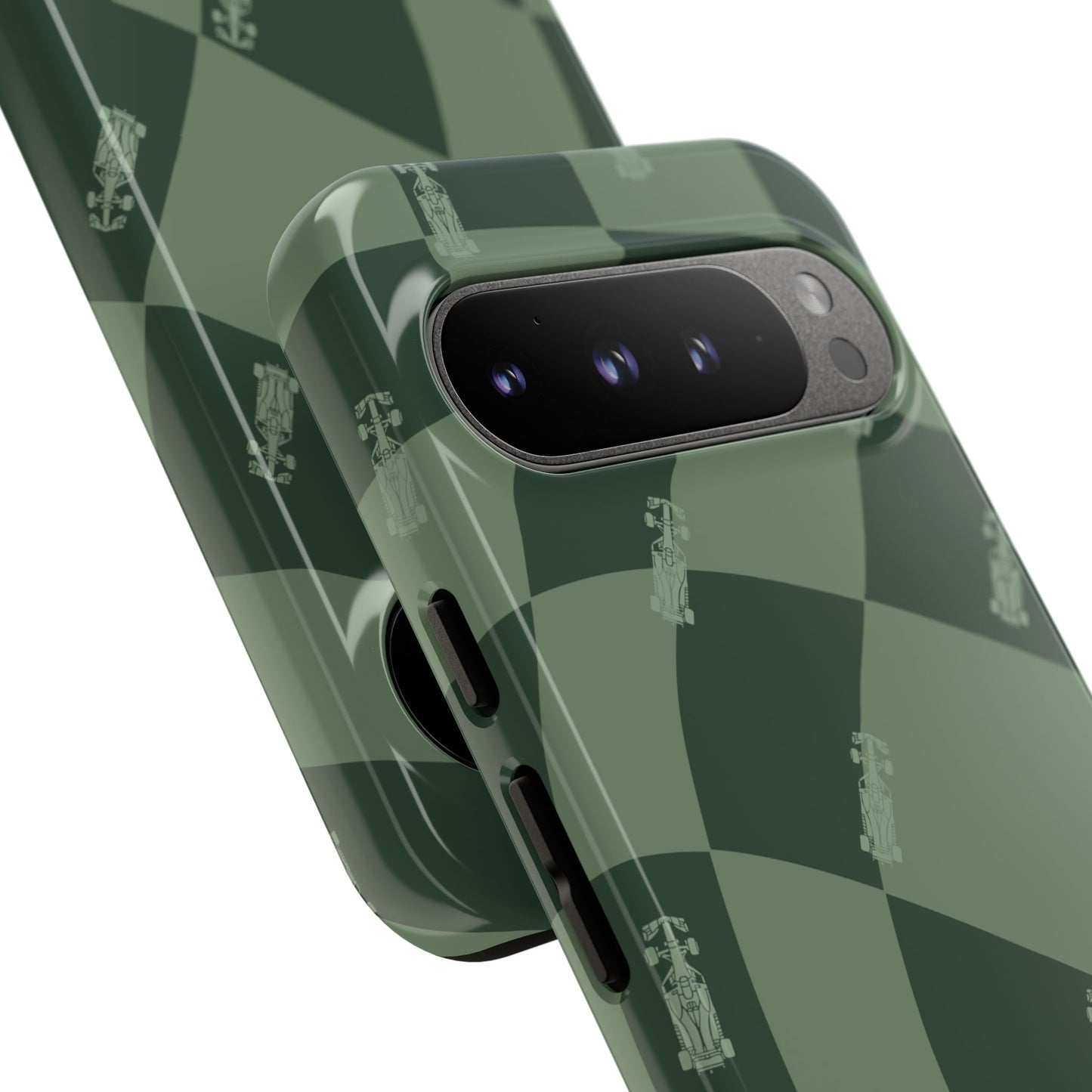 F1 Phone Case Green Checkerboard Design, Trendy F1 Gift, Formula 1 Gift, Cute F1 Phone Case, Unique Formula One Phone Case