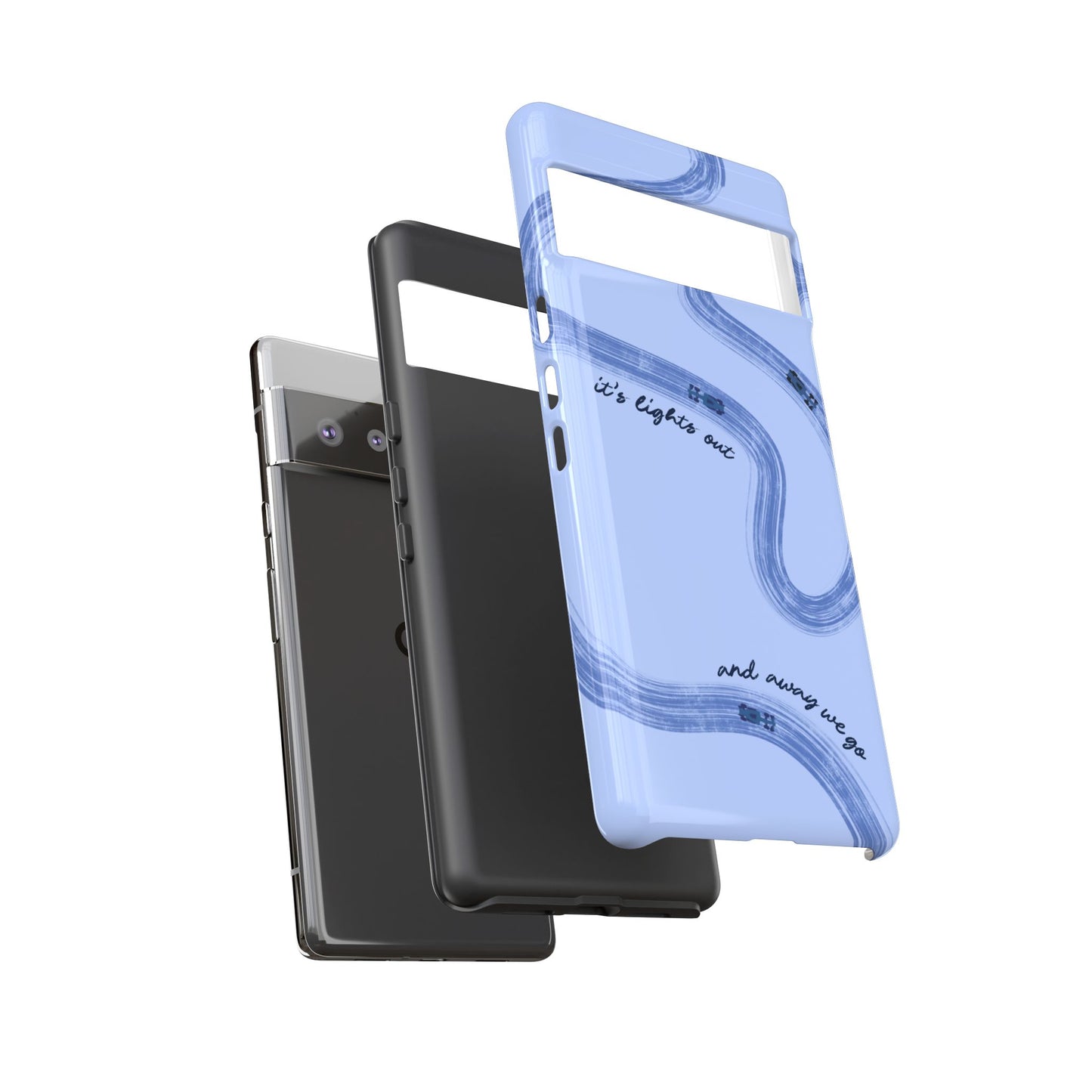 F1 Phone Case Monochrome Blue Painted "its lights out and away we go", Trendy F1 Gift, Formula 1 Gift, Cute F1 Phone Case, Phone Case
