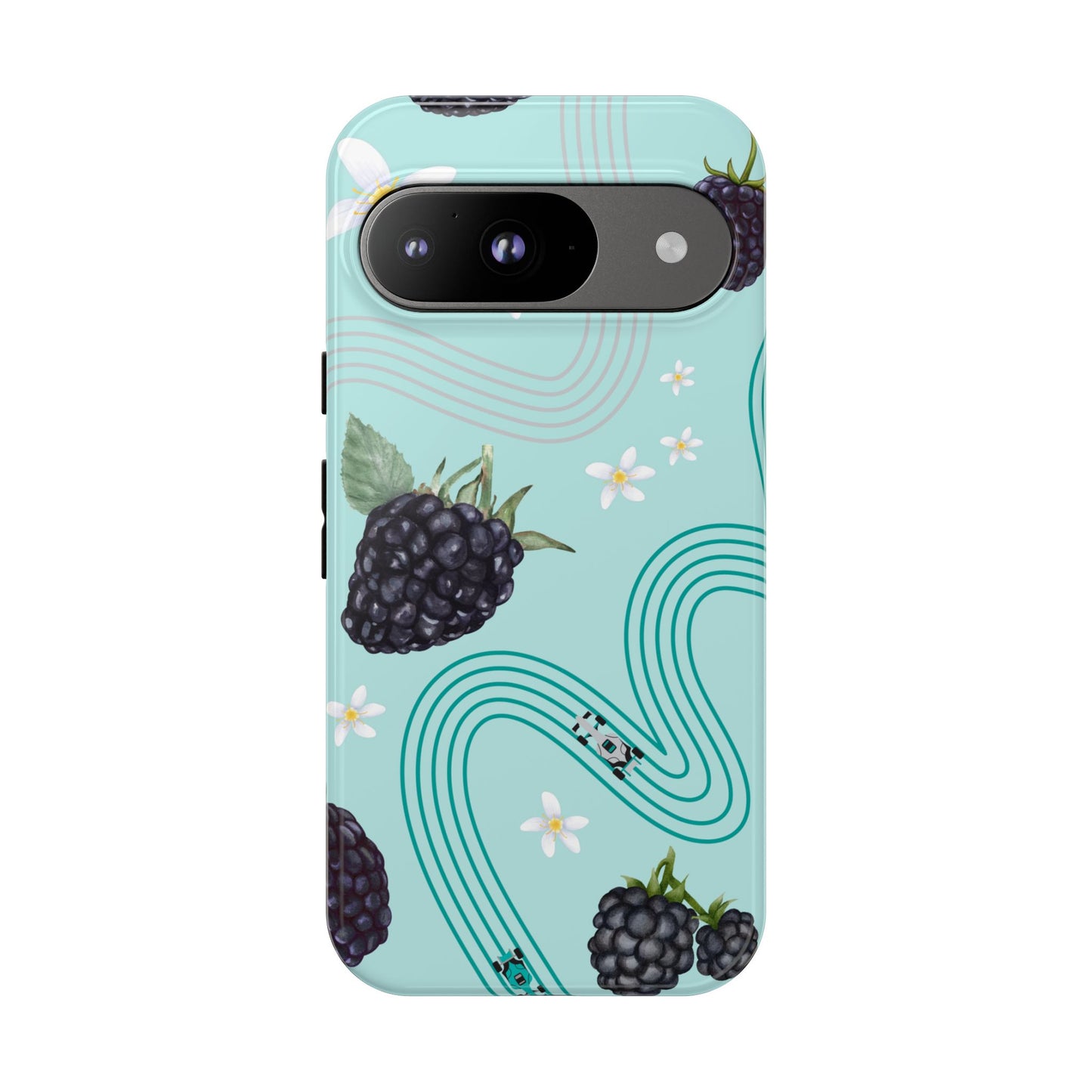 Teal F1 Mercedes and Blackberries Phone Case , Trendy F1 Gift, Formula 1 Gift, Cute Fruit F1 Phone Case, Unique Phone Case