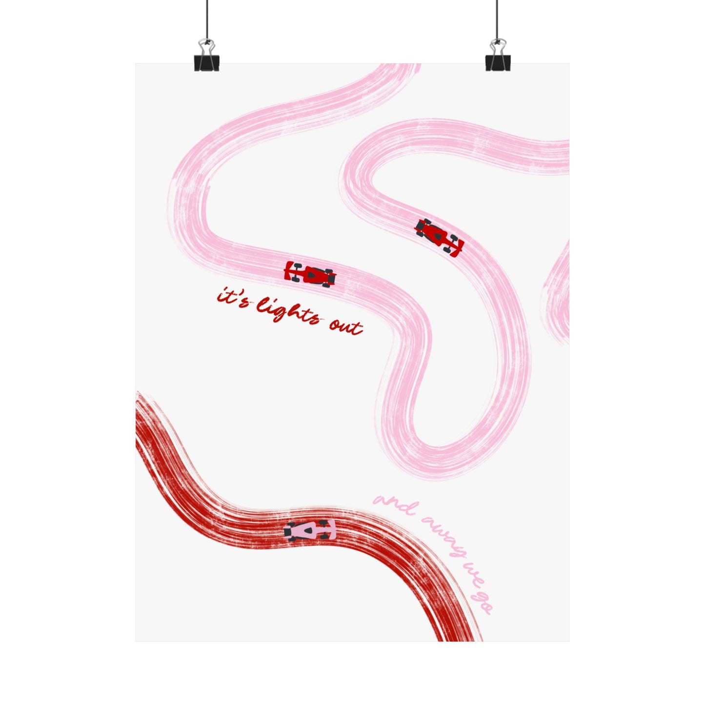 Pink and Red F1 Matte Vertical Poster | F1 Giclée Art Print (US SIZING)