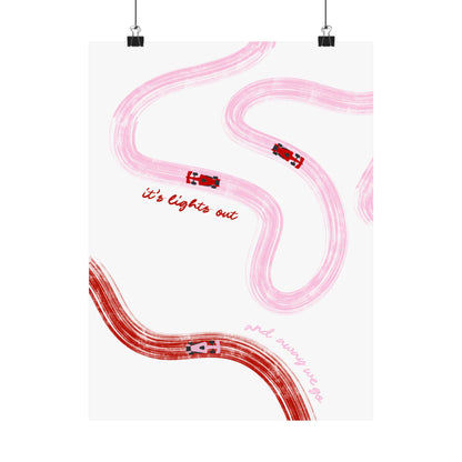Pink and Red F1 Matte Vertical Poster | F1 Giclée Art Print (US SIZING)