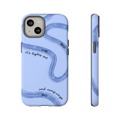 F1 Phone Case Monochrome Blue Painted "its lights out and away we go", Trendy F1 Gift, Formula 1 Gift, Cute F1 Phone Case, Phone Case