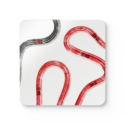 F1 Ferrari Red and Black Corkwood Coaster Set of 4 | Formula 1 Coaster Set
