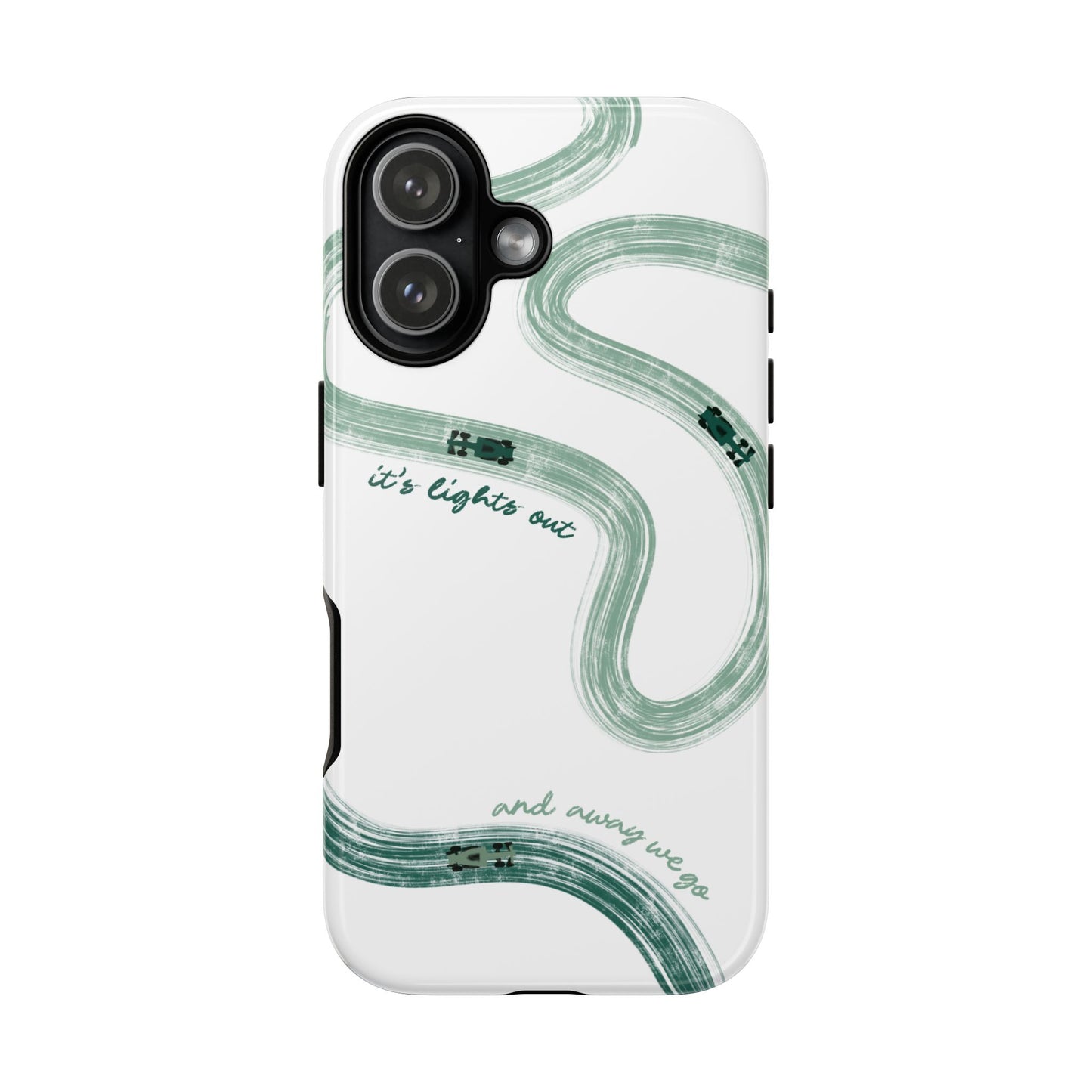 F1 Phone Case Green Painted "its lights out and away we go", Trendy F1 Gift, Formula 1 Gift, Cute F1 Phone Case, Gift for F1 Fans