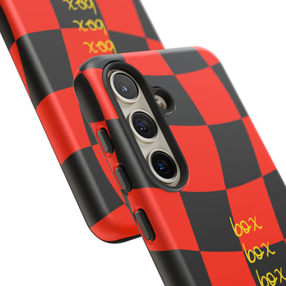 F1 Ferrari Black and Red Checkered Phone Case, Box Box Box F1 Phone Case