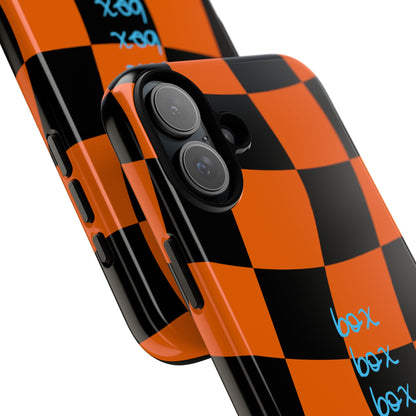 McLaren Orange and Black Checkered F1 Phone Case, Box Box Box F1 Phone Case