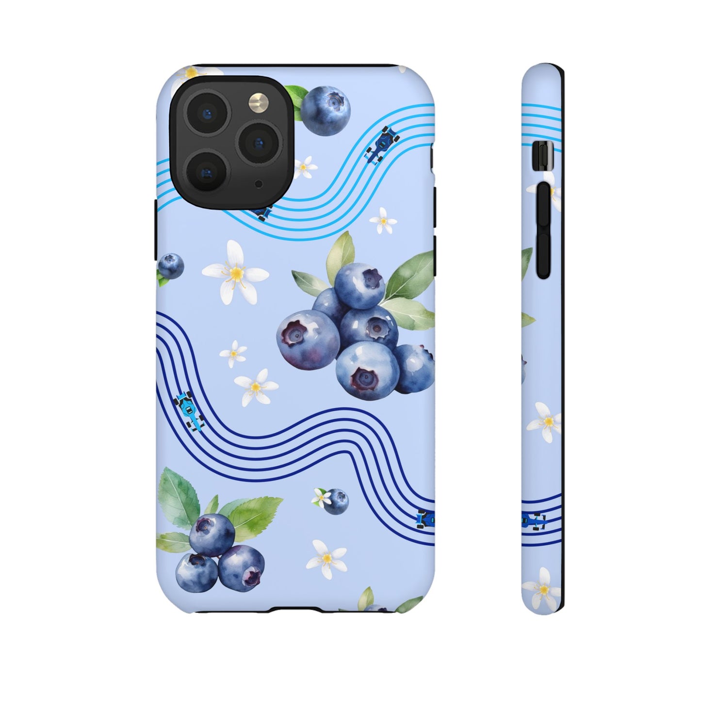 Blue F1 Williams and Blueberries Phone Case, Trendy F1 Gift, Formula 1 Gift, Cute Fruit F1 Phone Case, Unique Phone Case