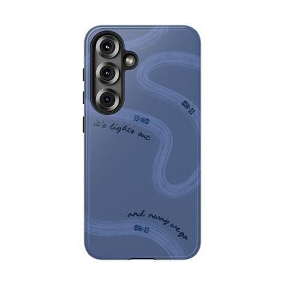 F1 Phone Case Monochrome Dark Blue Painted "its lights out and away we go", Trendy F1 Gift, Formula 1 Gift, Cute F1 Phone Case, Phone Case