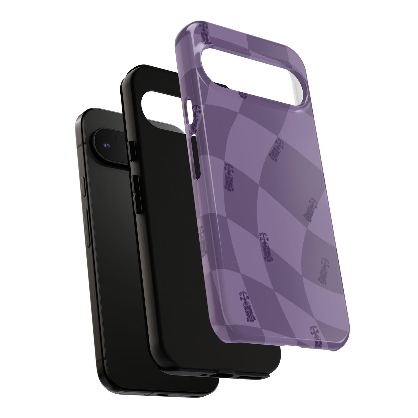 F1 Phone Case Purple Checkered Design, Trendy F1 Gift, Formula 1 Gift, Cute F1 Phone Case, Unique Formula One Phone Case