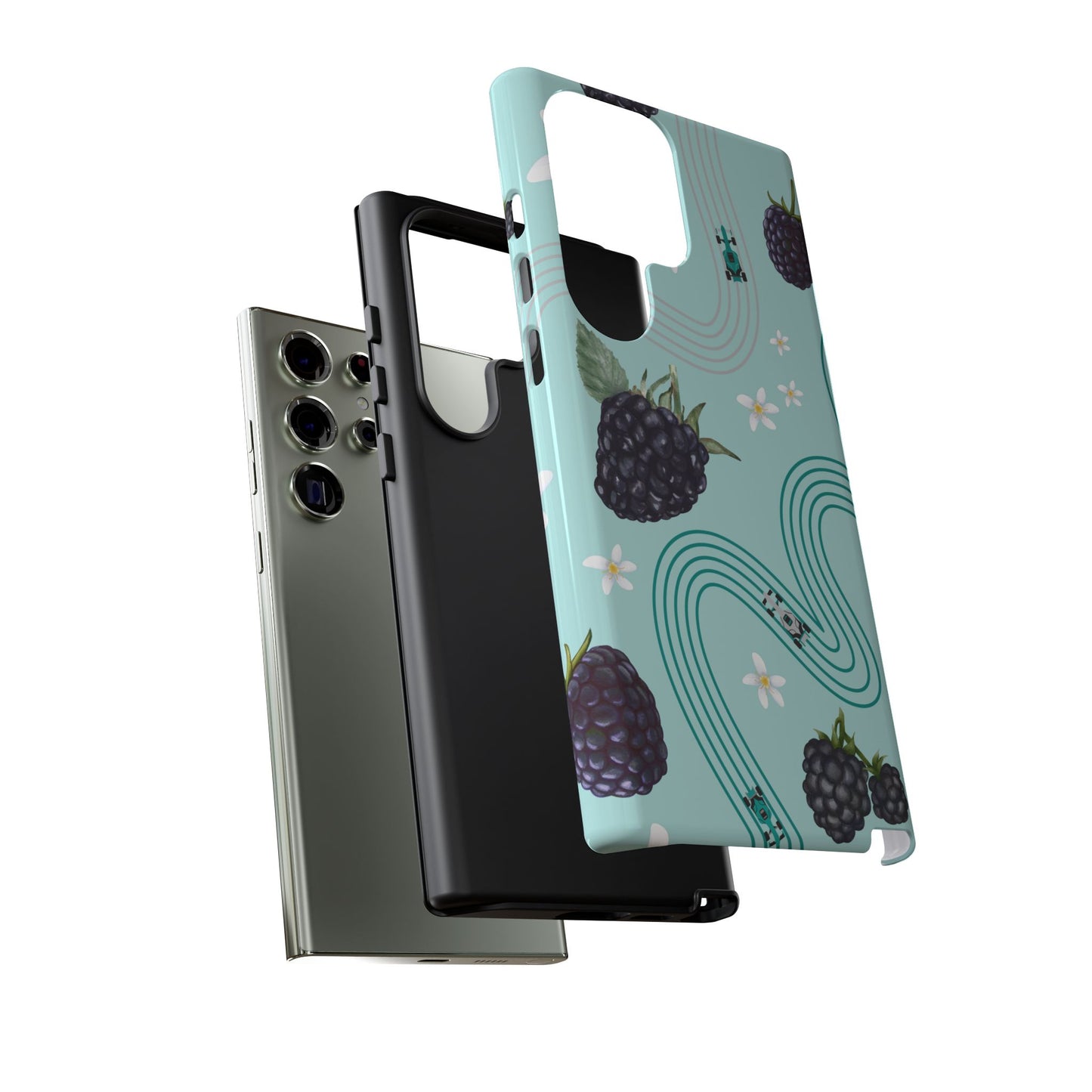 Teal F1 Mercedes and Blackberries Phone Case , Trendy F1 Gift, Formula 1 Gift, Cute Fruit F1 Phone Case, Unique Phone Case