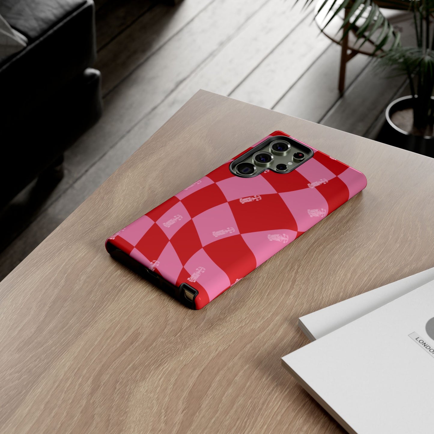 F1 Phone Case Pink and Red Checkerboard Design, Trendy F1 Gift, Girly Formula 1 Gift, Cute F1 Phone Case, Unique Formula One Phone Case