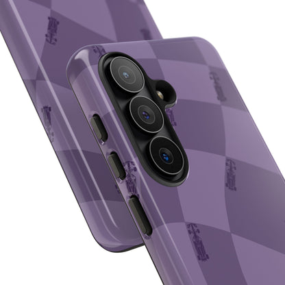 F1 Phone Case Purple Checkered Design, Trendy F1 Gift, Formula 1 Gift, Cute F1 Phone Case, Unique Formula One Phone Case