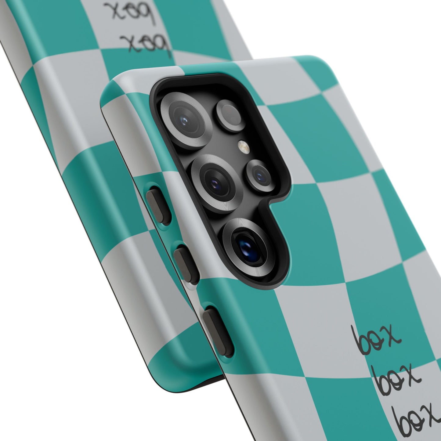 Mercedes Teal and Grey Checkered F1 Phone Case, Box Box Box F1 Phone Case