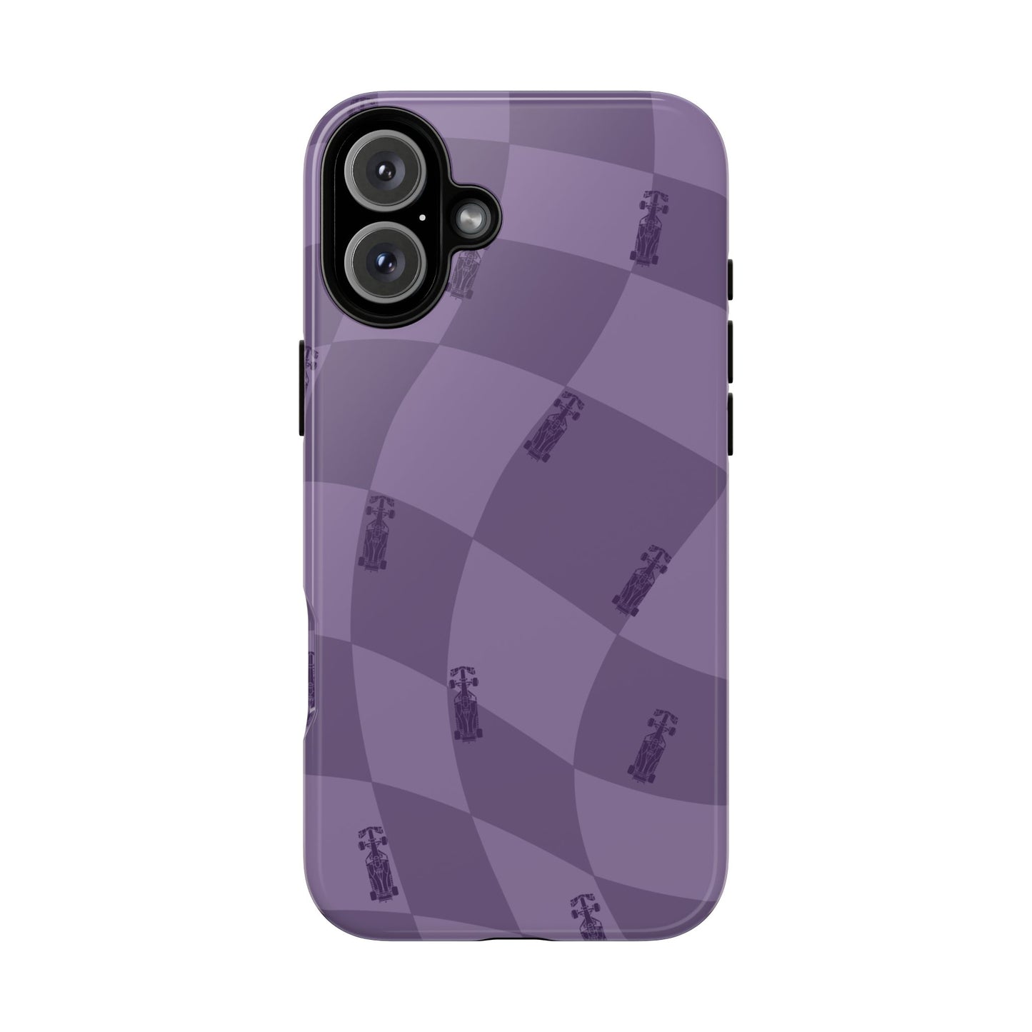F1 Phone Case Purple Checkered Design, Trendy F1 Gift, Formula 1 Gift, Cute F1 Phone Case, Unique Formula One Phone Case