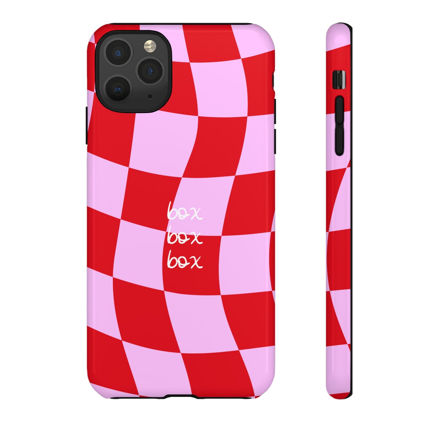Pink and Red Checkered F1 Phone Case, Box Box Box F1 Phone Case