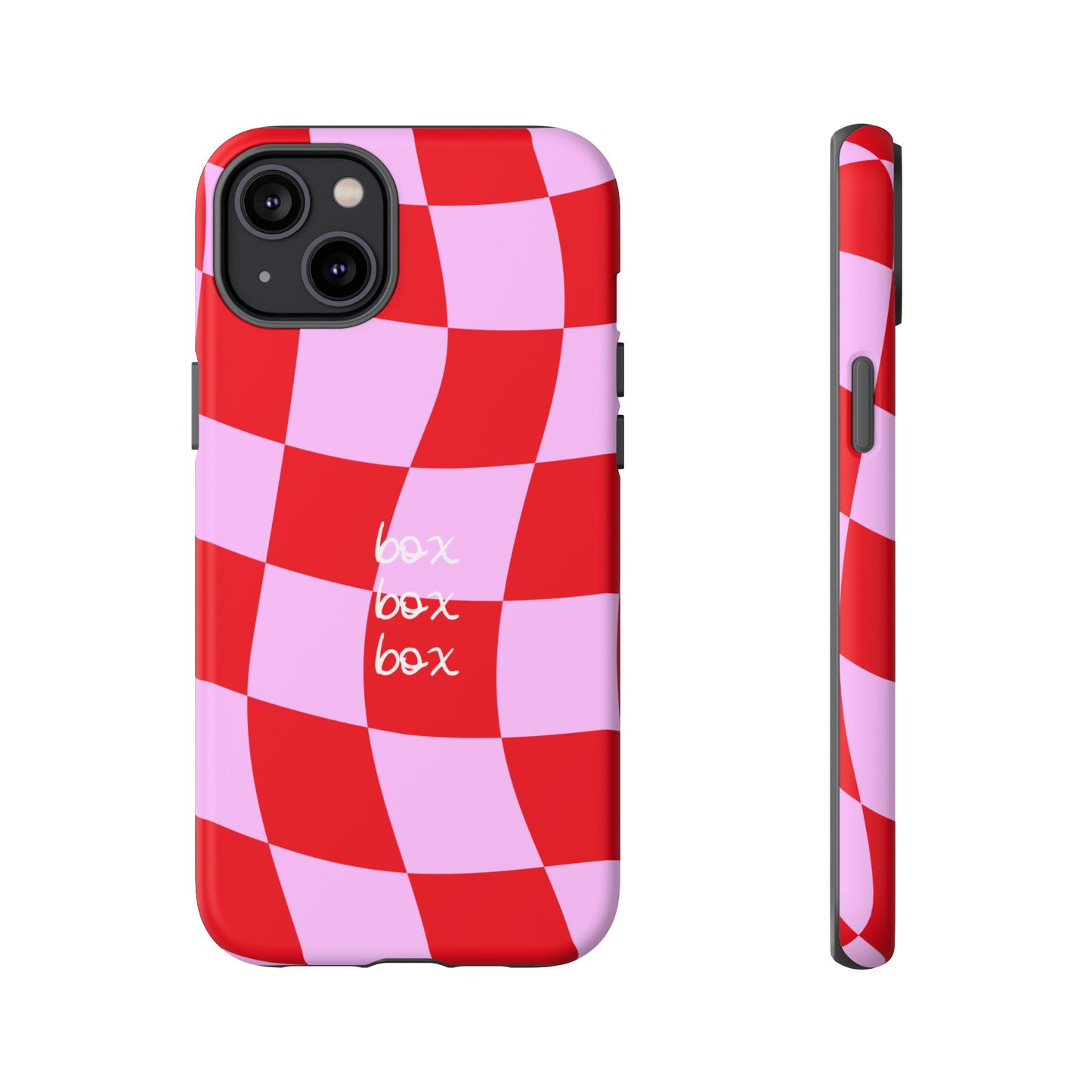Pink and Red Checkered F1 Phone Case, Box Box Box F1 Phone Case