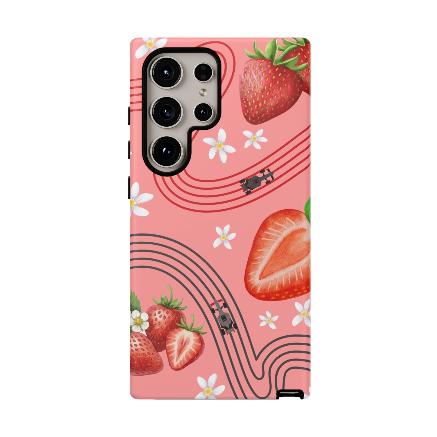 Red F1 Audi and Strawberries Phone Case, Trendy F1 Gift, Formula 1 Gift, Cute Fruit F1 Phone Case, Unique Phone Case