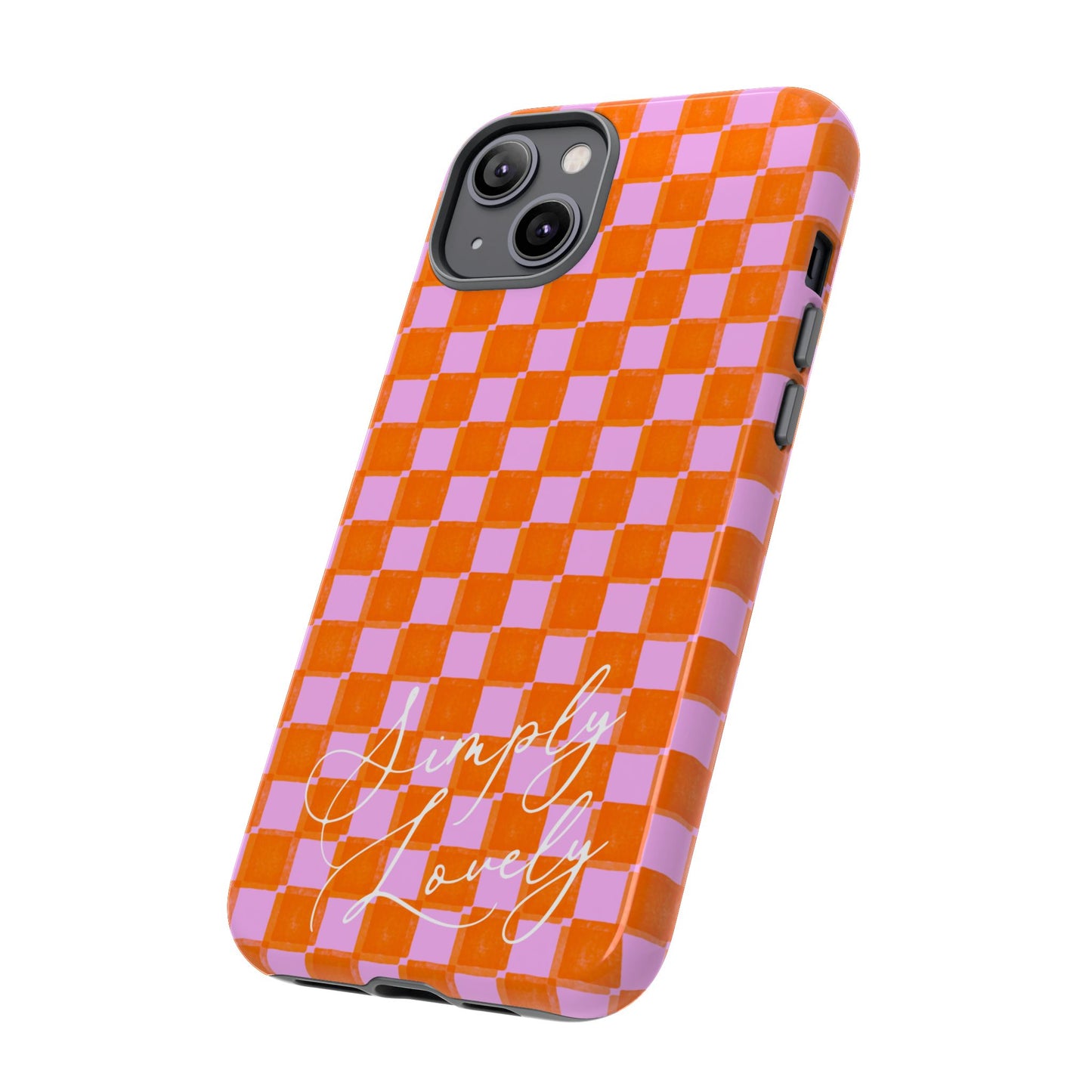 Simply Lovely Orange and Pink Checkered F1 Phone Case Design, Trendy F1 Gift, Formula 1 Gift, Cute F1 Phone Case