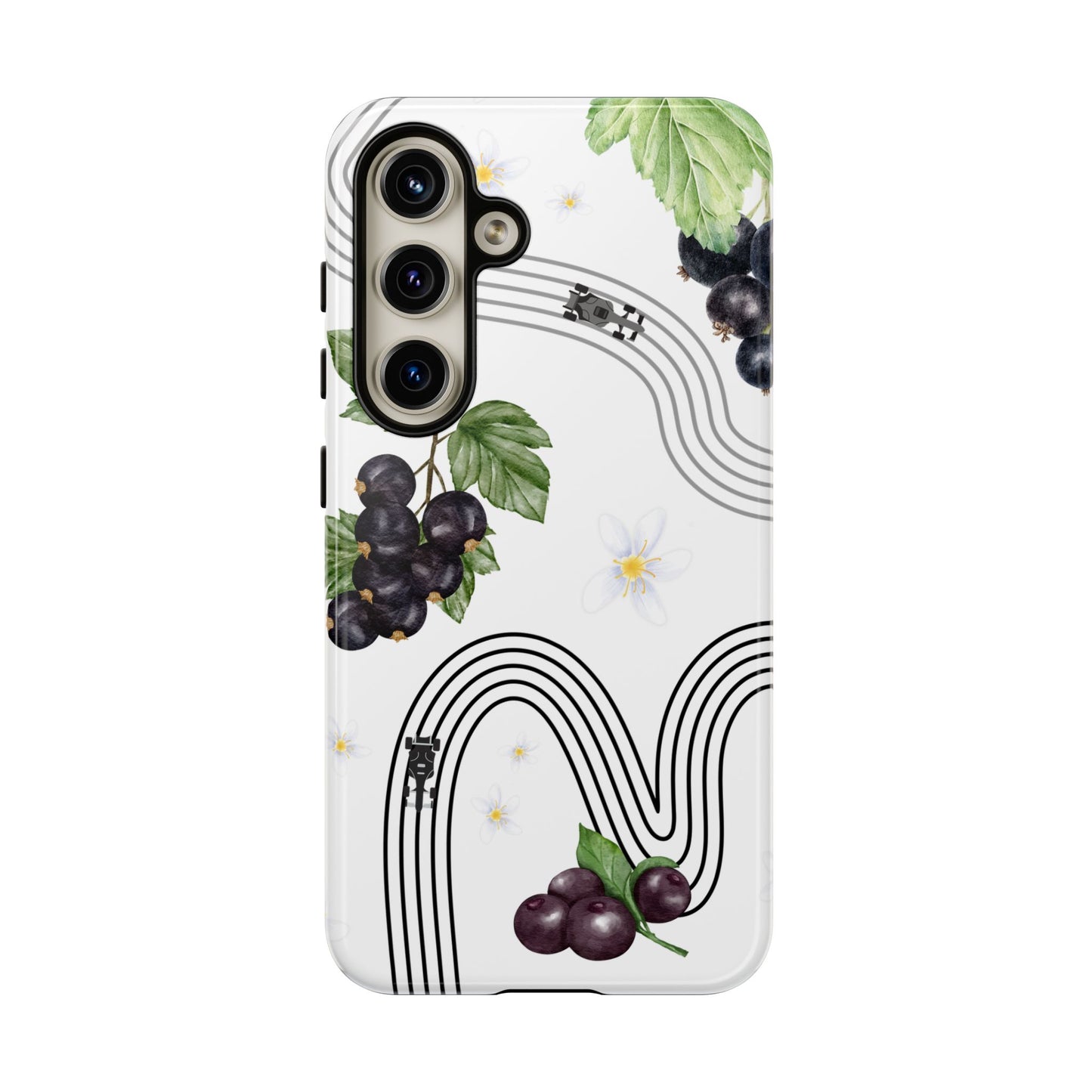 F1 Cadillac and Black Currants Phone Case, Trendy F1 Gift, Formula 1 Gift, Cute Fruit F1 Phone Case, Unique Phone Case