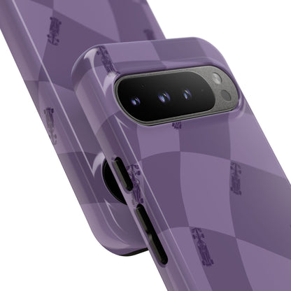 F1 Phone Case Purple Checkered Design, Trendy F1 Gift, Formula 1 Gift, Cute F1 Phone Case, Unique Formula One Phone Case
