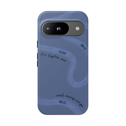 F1 Phone Case Monochrome Dark Blue Painted "its lights out and away we go", Trendy F1 Gift, Formula 1 Gift, Cute F1 Phone Case, Phone Case