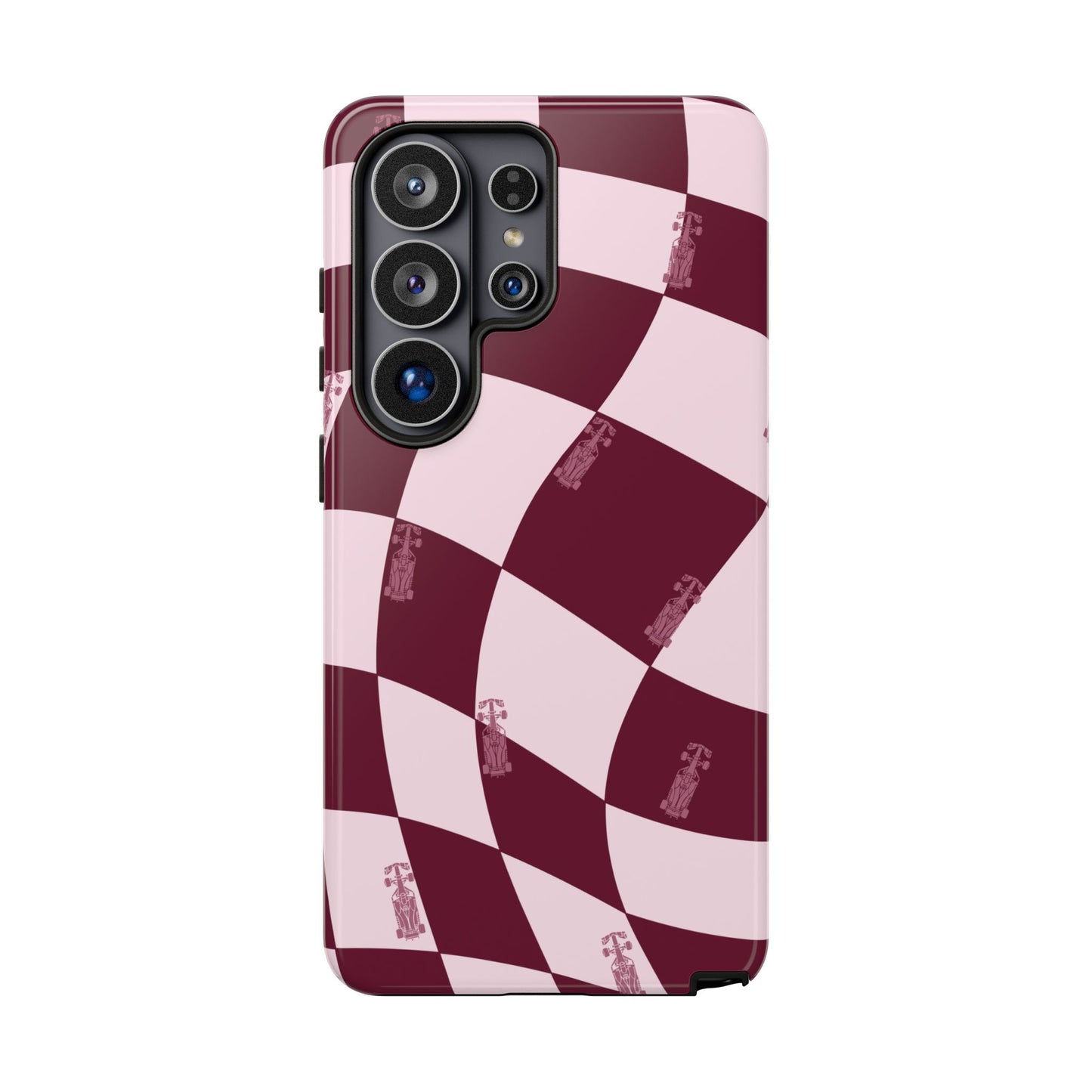 F1 Phone Case Pink Checkered Design, Trendy F1 Gift, Formula 1 Gift, Cute F1 Phone Case, Unique Formula One Phone Case