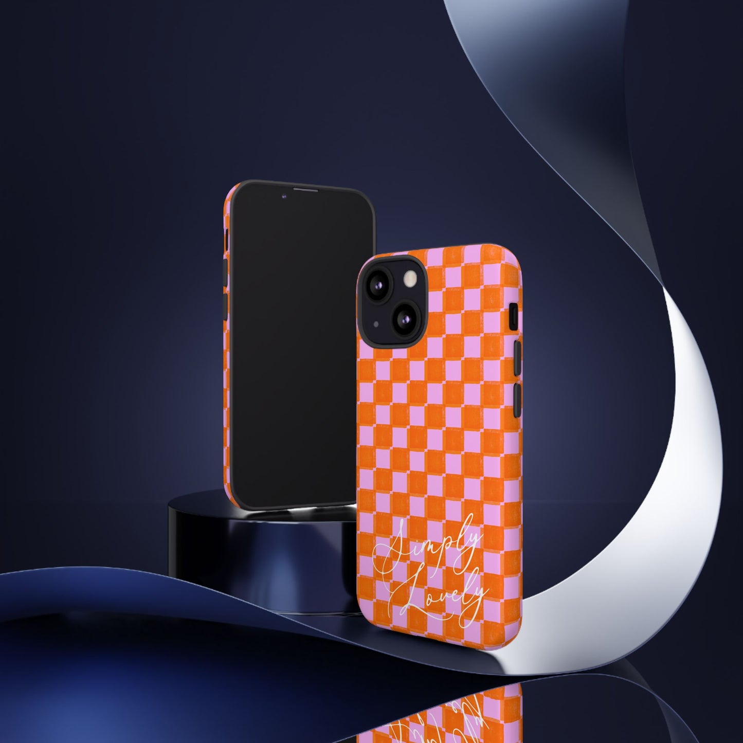 Simply Lovely Orange and Pink Checkered F1 Phone Case Design, Trendy F1 Gift, Formula 1 Gift, Cute F1 Phone Case