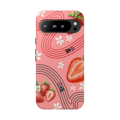 Red F1 Audi and Strawberries Phone Case, Trendy F1 Gift, Formula 1 Gift, Cute Fruit F1 Phone Case, Unique Phone Case