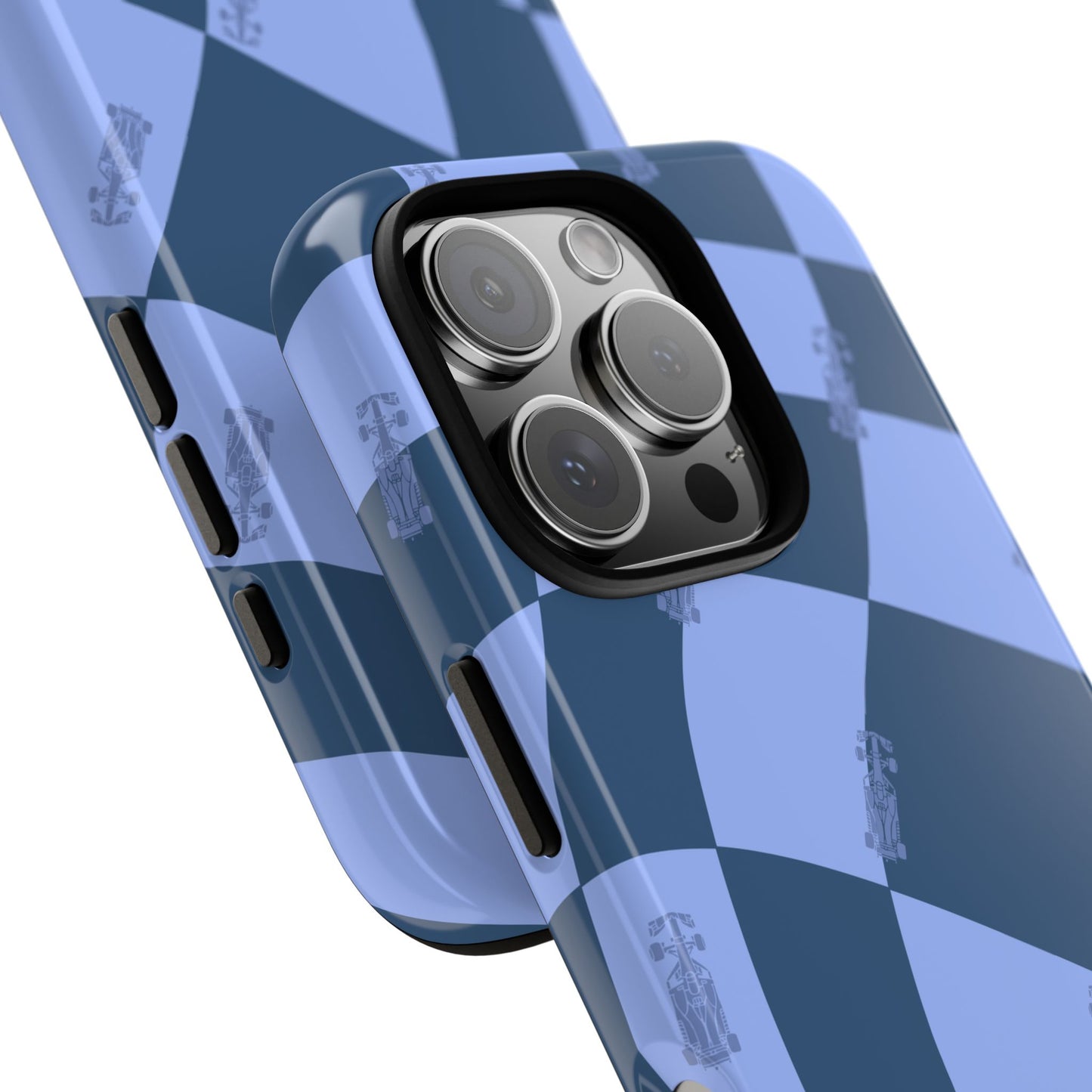 F1 Phone Case Blue Checkerboard Design, Trendy F1 Gift, Formula 1 Gift, Cute F1 Phone Case, Unique Formula One Phone Case