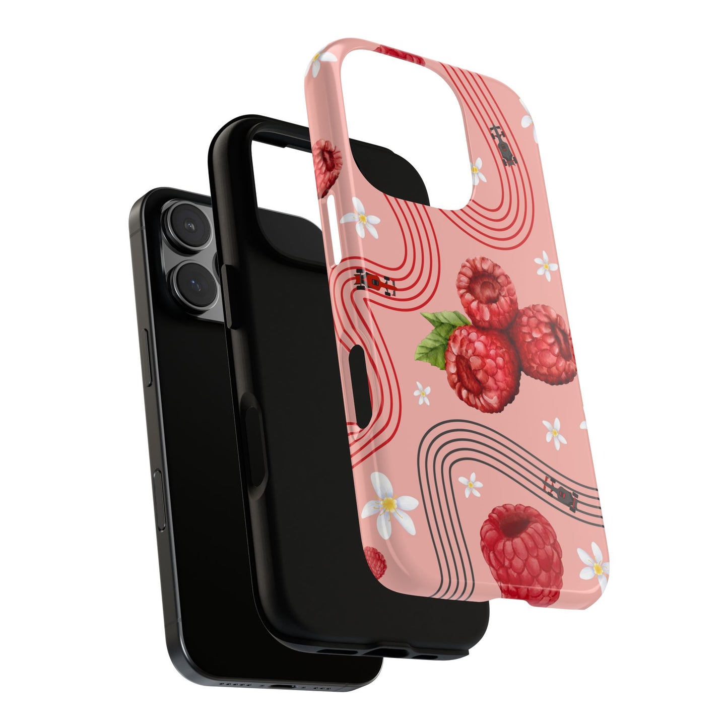 Red F1 Haas and Raspberries Phone Case, Trendy F1 Gift, Formula 1 Gift, Cute Fruit F1 Phone Case, Unique Phone Case