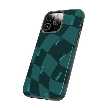 F1 Phone Case Teal Checkered Design, Trendy F1 Gift, Formula 1 Gift, Cute F1 Phone Case, Unique Formula One Phone Case